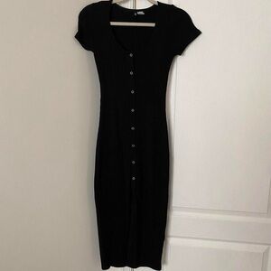 Black Button-Up Midi Dress